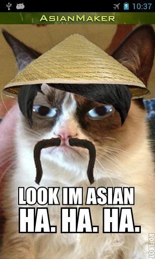 Grumpy cat with the google app called Asian Maker.